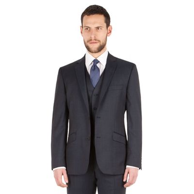 J by Jasper Conran J by Jasper Conran Blue windowpane check 2 button front tailored fit luxury suit jacket